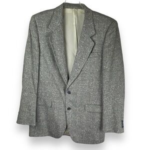 Men’s Blazer Wool Linen Tweed Single Breasted Sport Coat Grey Size 40 L‎